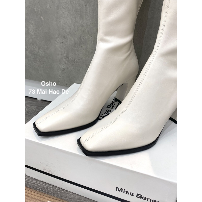 Boots dài mũi vuông OSHO, chất da lì cao cấp, êm chân