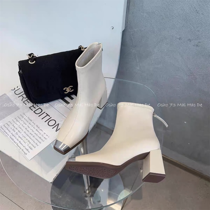 Boots mũi vuông OSHO, chất da bò cao cấp, êm chân