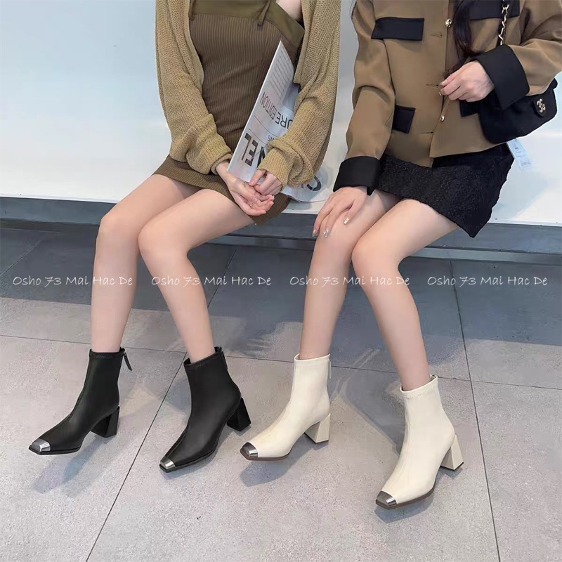 Boots mũi vuông OSHO, chất da bò cao cấp, êm chân