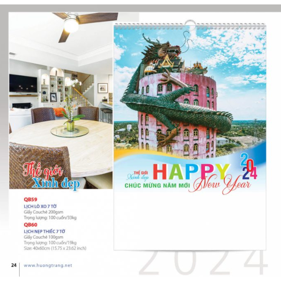 Lịch Lò Xo 7 Tờ Năm 2024