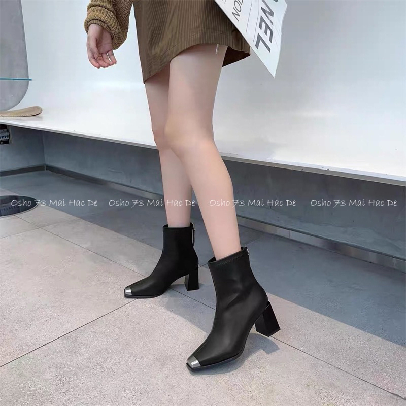 Boots mũi vuông OSHO, chất da bò cao cấp, êm chân