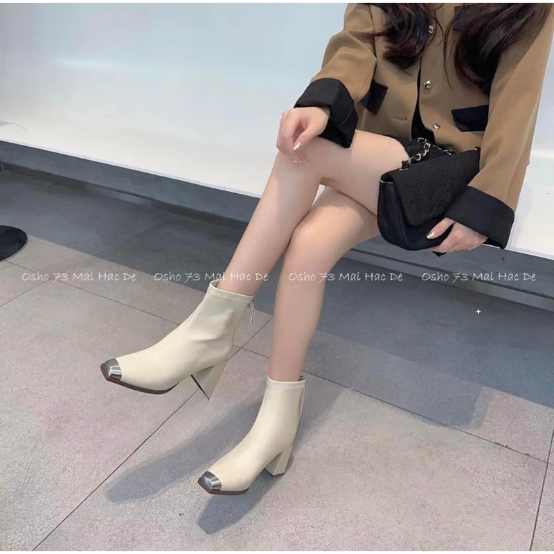 Boots mũi vuông OSHO, chất da bò cao cấp, êm chân