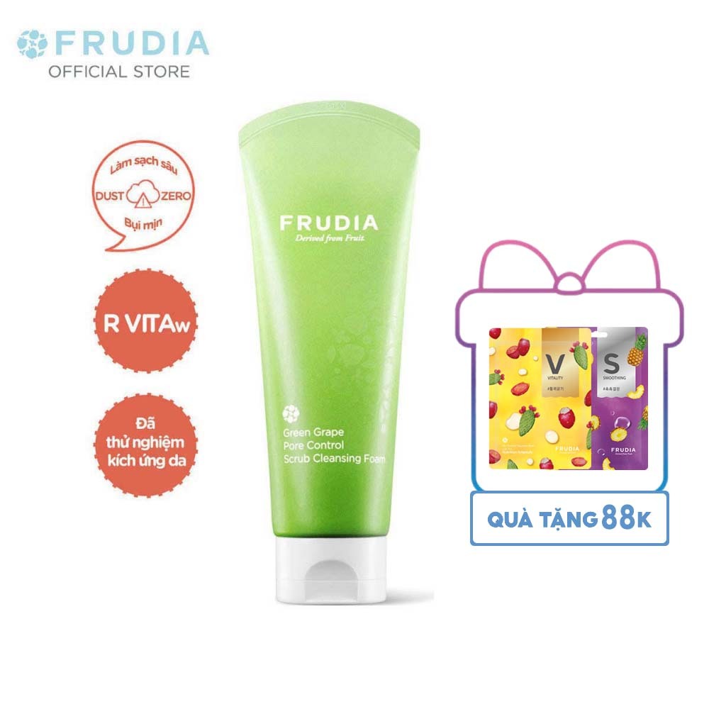 Sữa Rửa Mặt Kiểm Soát Lỗ Chân Lông Nho Xanh Frudia Green Grape Pore Control Scrub Cleansing Foam 145ml