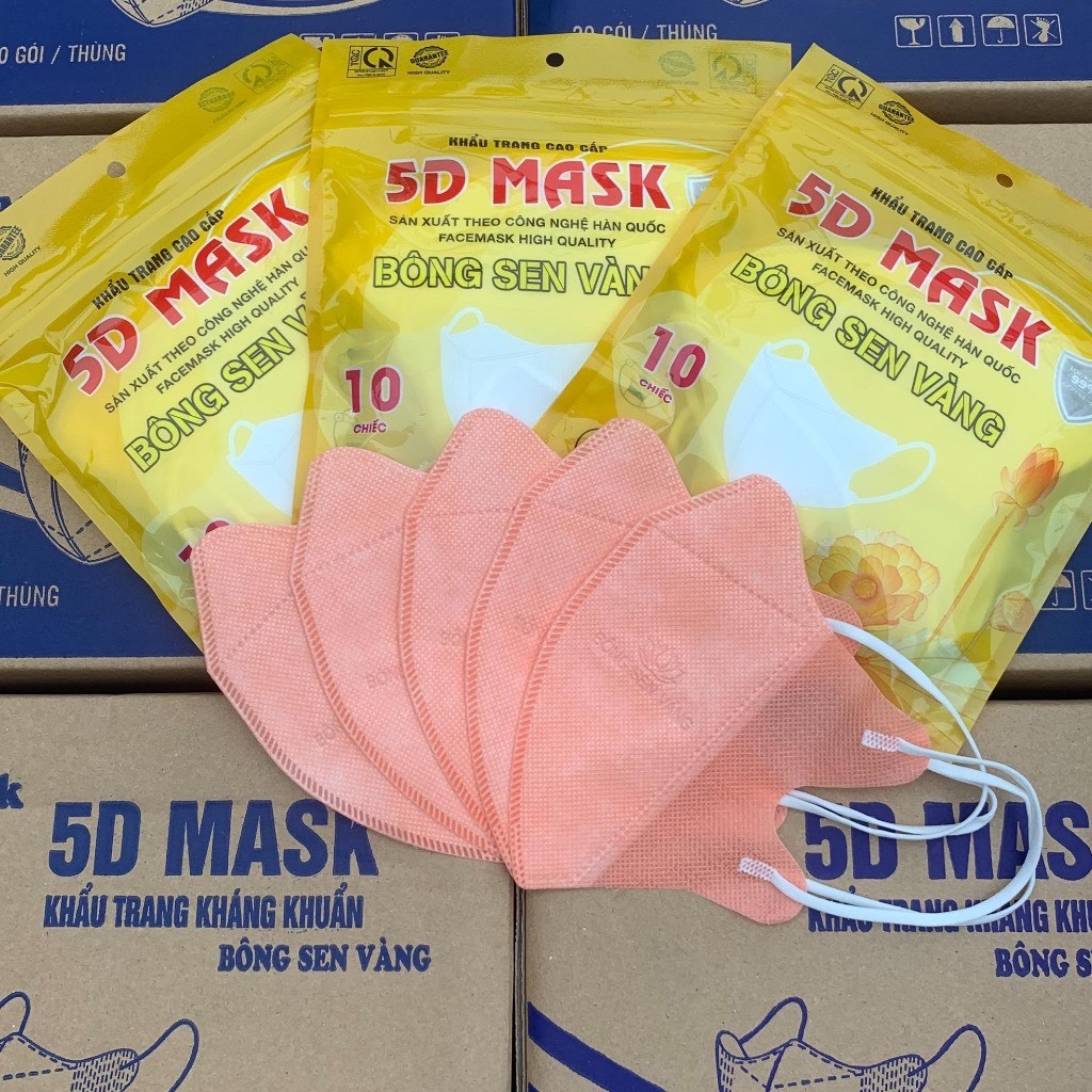 Comboo 50 Khẩu trang 5D Bông Sen Vàng mix màu