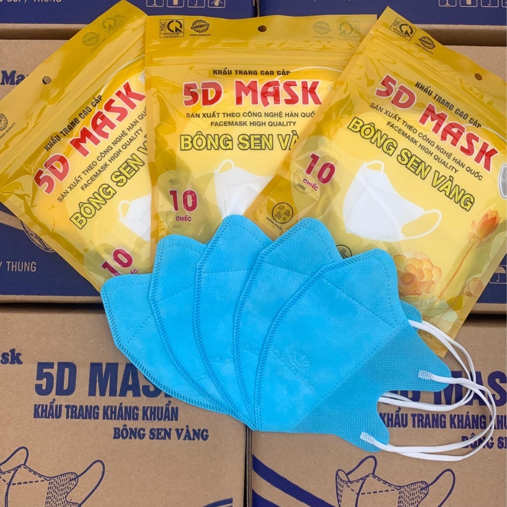 Comboo 50 Khẩu trang 5D Bông Sen Vàng mix màu