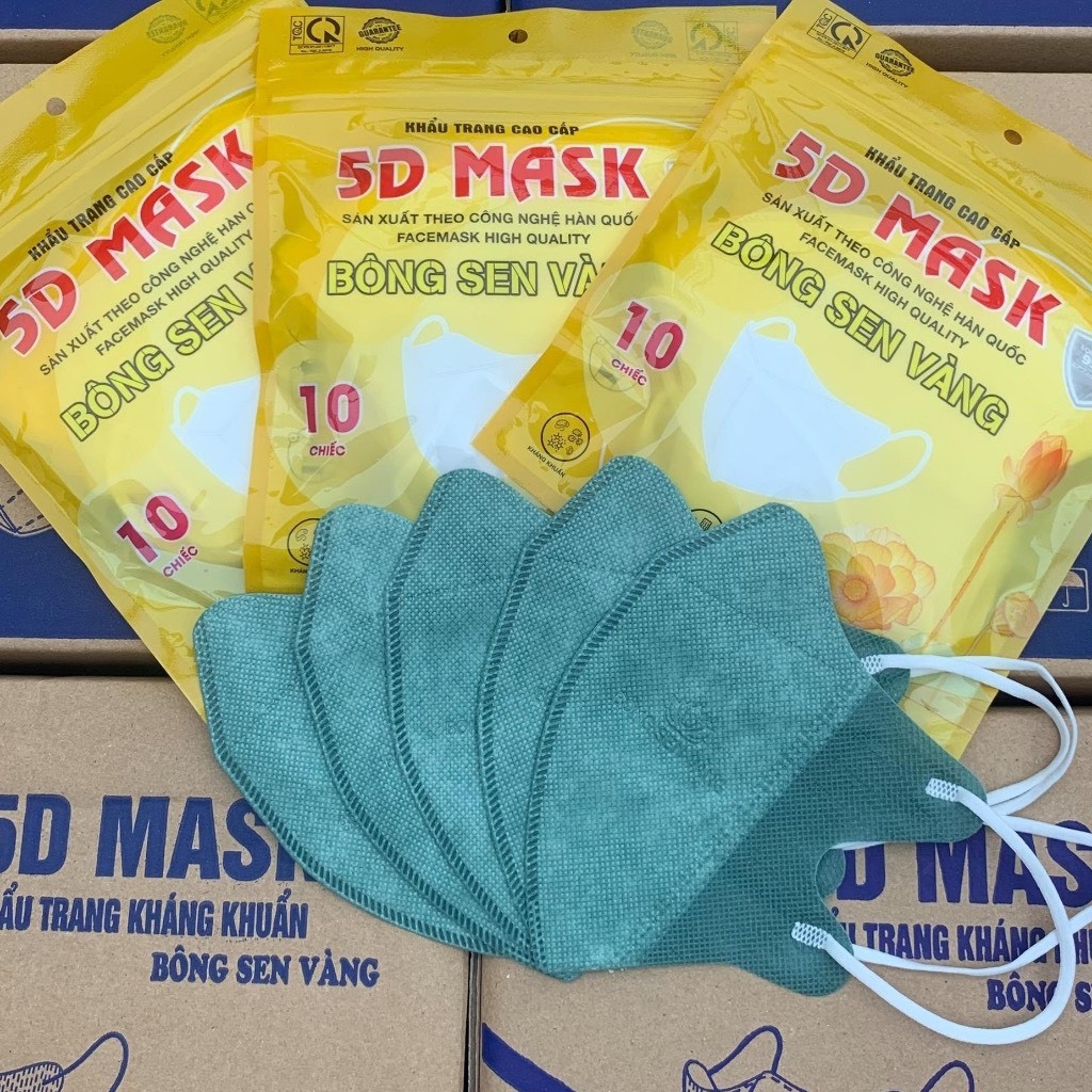 Comboo 50 Khẩu trang 5D Bông Sen Vàng mix màu