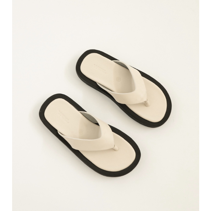 Dép Xỏ Ngón Đế Dày Unisex Waa - Màu Kem