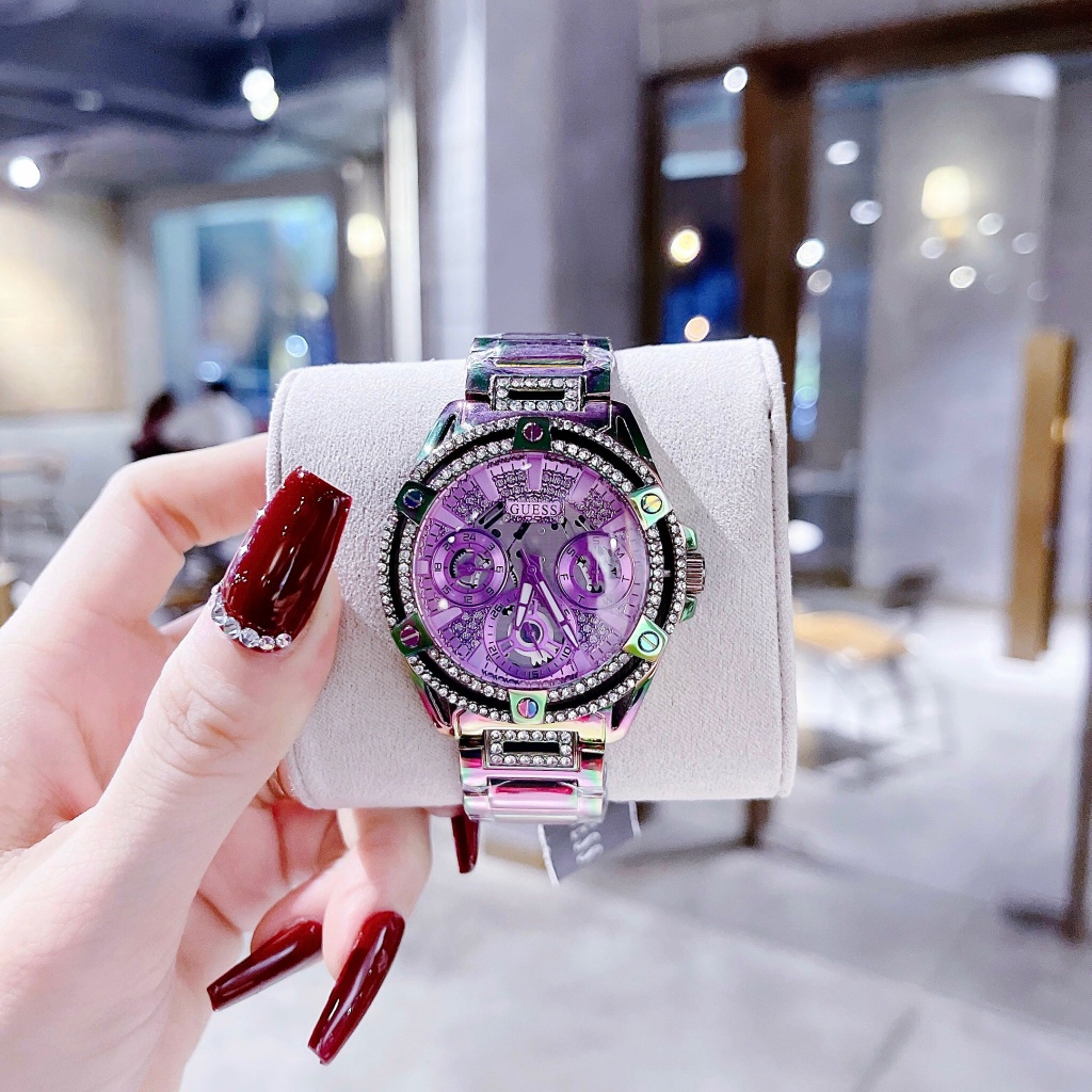 Đồng hồ nữ Guess GW0464L4 Ladies Iridescent Iridescent Multi-function Watch, Authentic, fullbox, Luxury diamond watch
