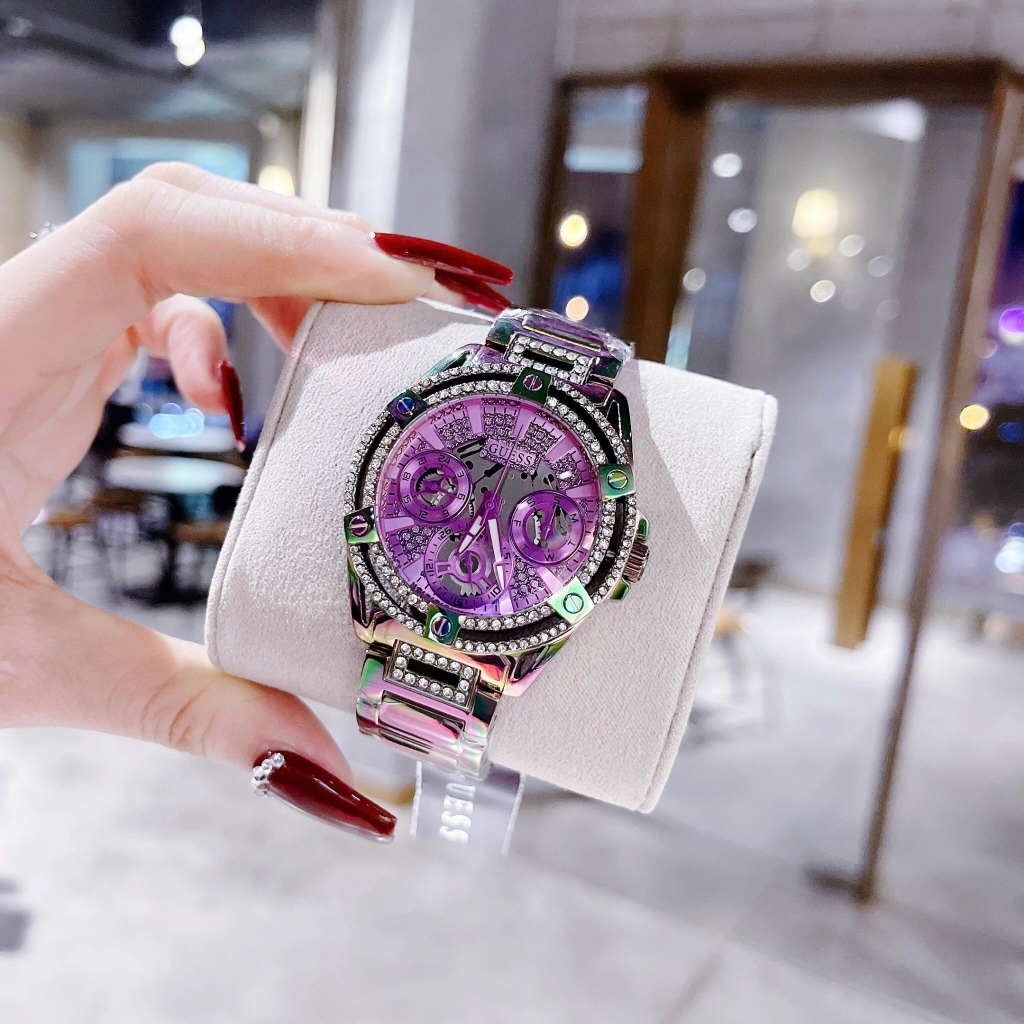 Đồng hồ nữ Guess GW0464L4 Ladies Iridescent Iridescent Multi-function Watch, Authentic, fullbox, Luxury diamond watch