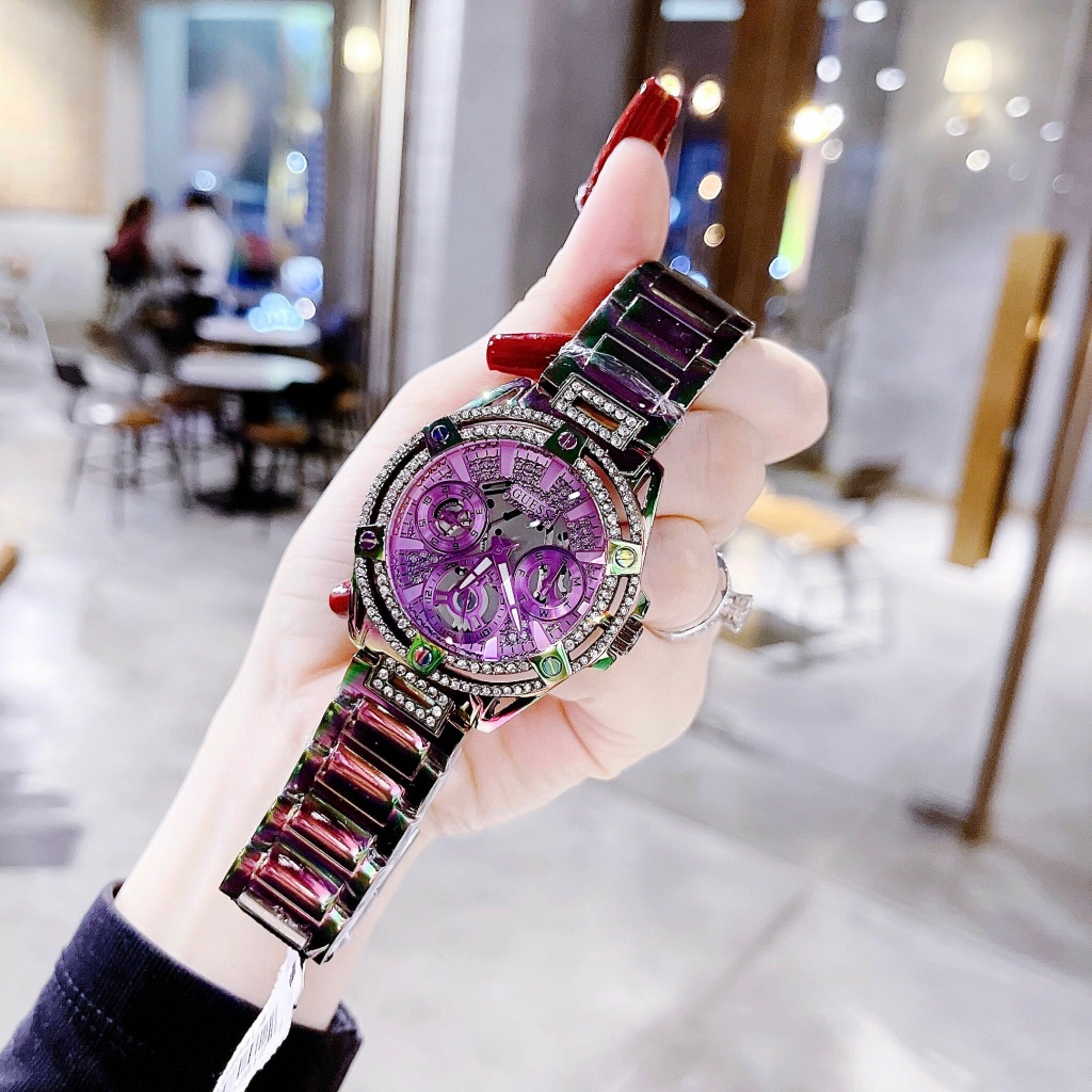 Đồng hồ nữ Guess GW0464L4 Ladies Iridescent Iridescent Multi-function Watch, Authentic, fullbox, Luxury diamond watch