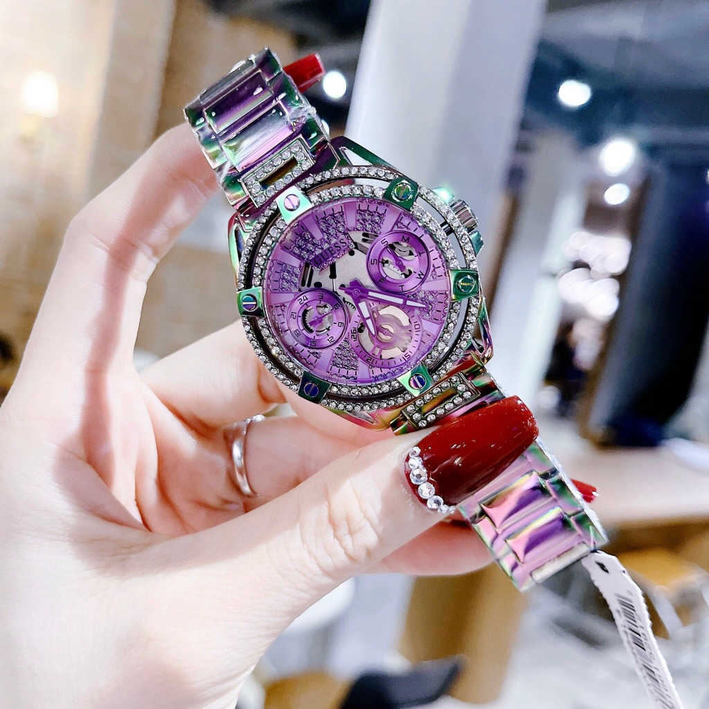 Đồng hồ nữ Guess GW0464L4 Ladies Iridescent Iridescent Multi-function Watch, Authentic, fullbox, Luxury diamond watch