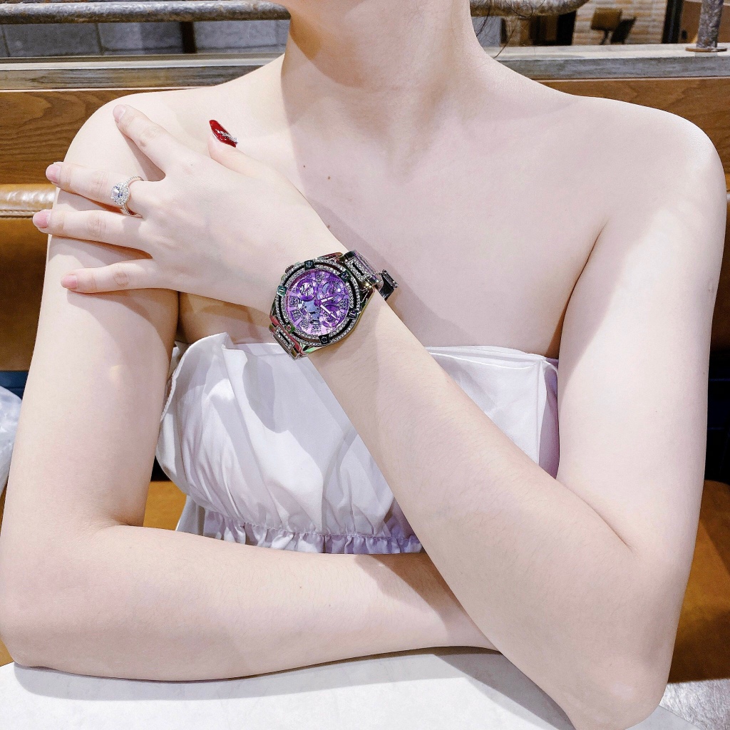 Đồng hồ nữ Guess GW0464L4 Ladies Iridescent Iridescent Multi-function Watch, Authentic, fullbox, Luxury diamond watch