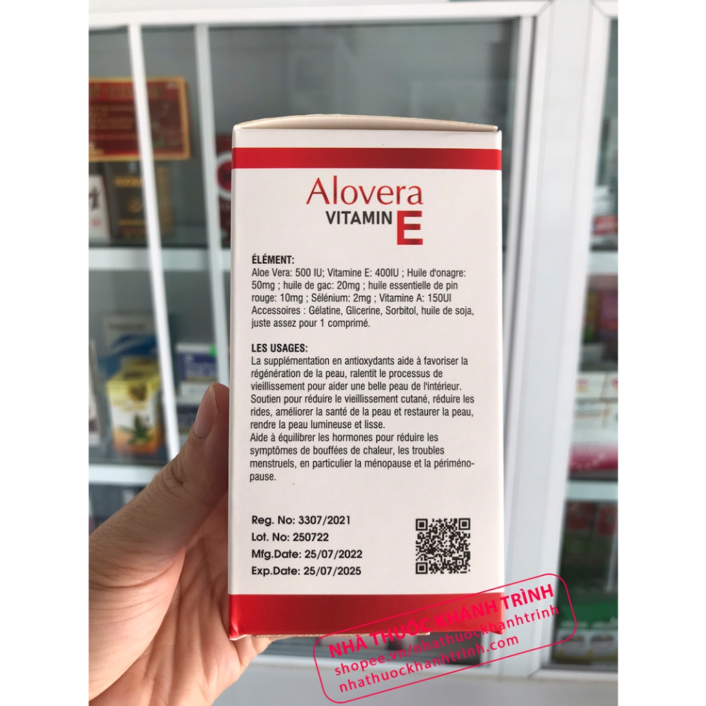 Alovera Vitamin E - chính hãng Pháp - chống lão hóa da, giảm thâm nám