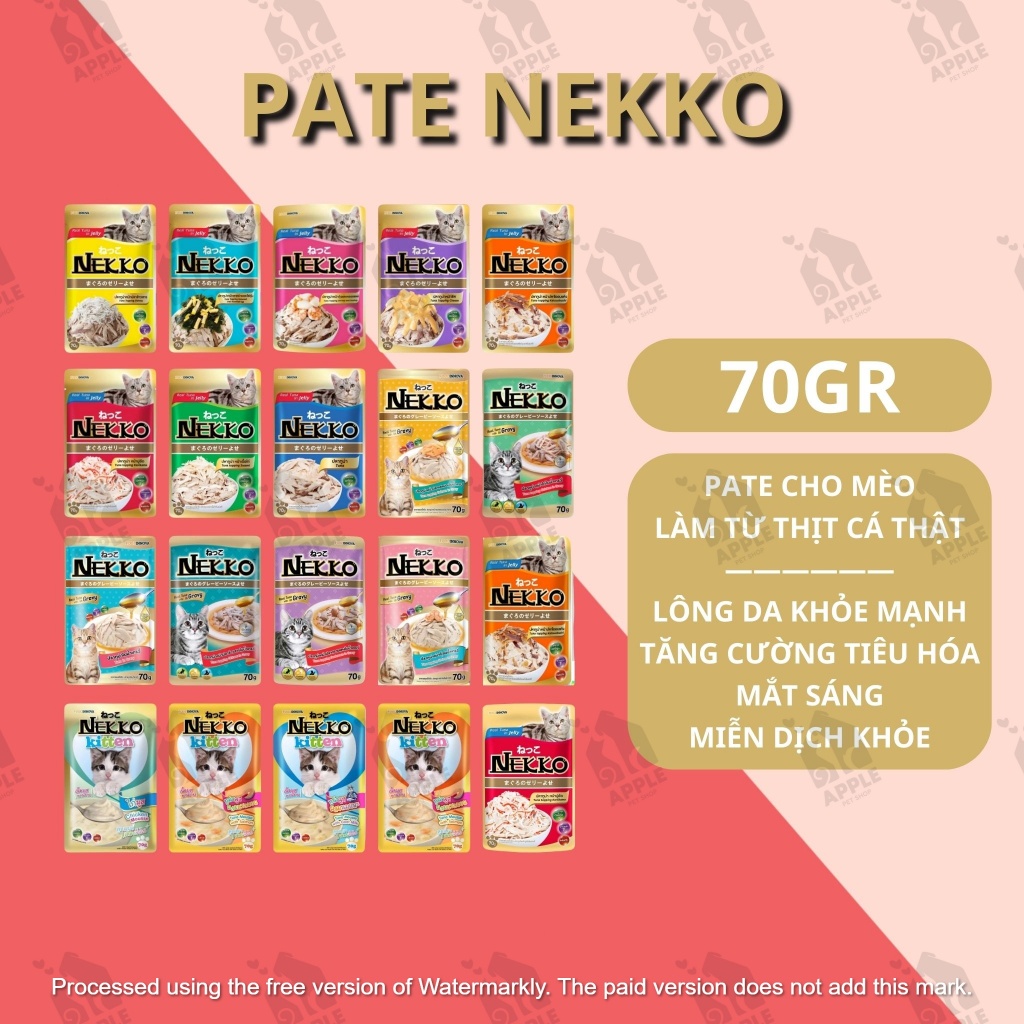 Pate cho mèo Nekko làm từ thịt cá thật - Đủ mùi vị