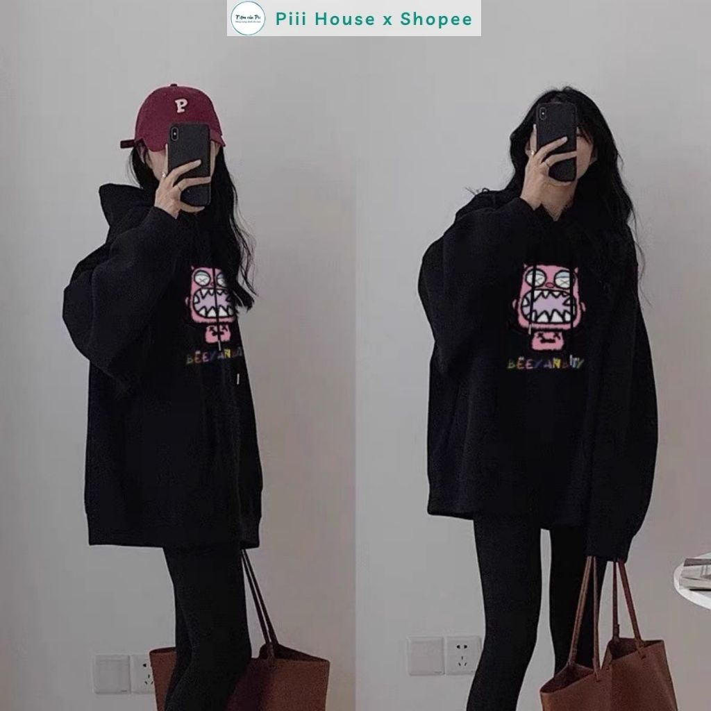 Áo Khoác Nỉ Hoodie Nam Nữ Dài Tay Form Rộng Oversize Mũ To 2 Lớp Vải Nỉ Lót Bông Mềm Mại