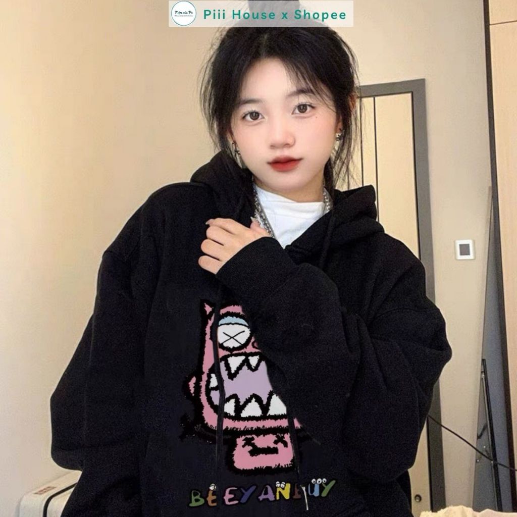 Áo Khoác Nỉ Hoodie Nam Nữ Dài Tay Form Rộng Oversize Mũ To 2 Lớp Vải Nỉ Lót Bông Mềm Mại