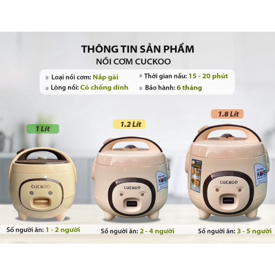 Nồi Cơm Điện Mini Đa Năng Melli Nồi Cơm Điện CUCKOO Dung Tích 1,2L,1,8L Giữ Âm Thông Minh Tiết Kiệm Điện, Bảo Hành 12T