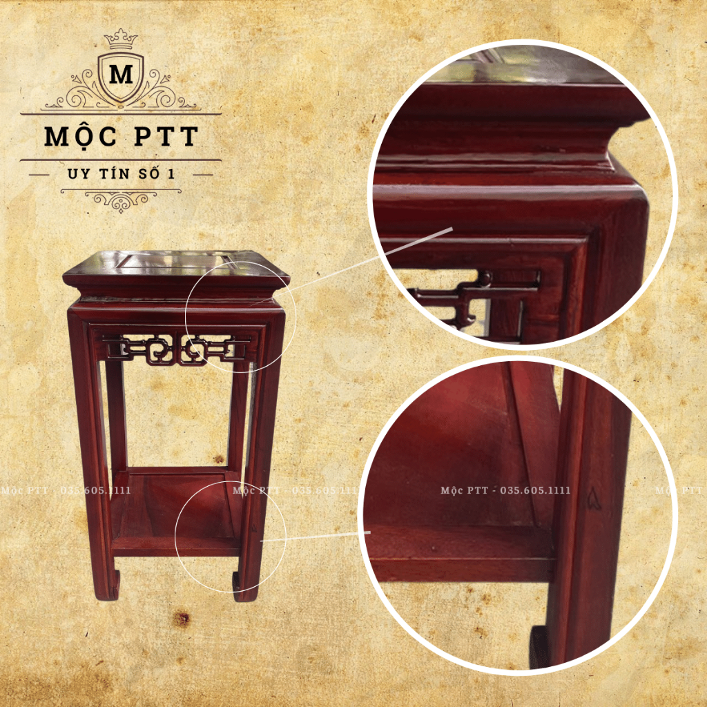 Đôn Vuông gỗ Lim kích thước mặt 40 cao 40 50 60 70 80 cm kê đồ trang trí