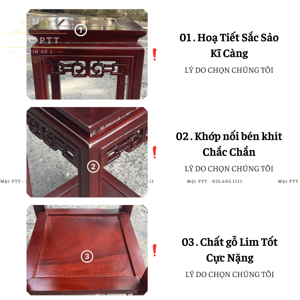 Đôn Vuông gỗ Lim kích thước mặt 40 cao 40 50 60 70 80 cm kê đồ trang trí