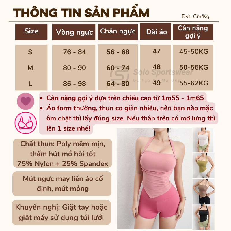 Áo  Bra Tập Gym Yoga Thể Thao Nữ CÓ MÚT Hở Lưng Dây Cổ Sexy Thun Poly Mềm Mịn Thoáng Co Giãn Tốt 6074