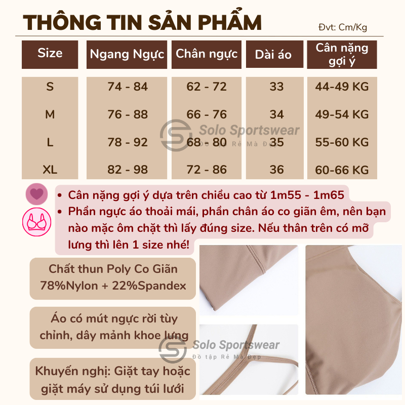 Áo Bra Tập Gym Yoga Hai Dây Croptop CÓ MÚT Thể Thao Nữ ❤️𝐇𝐀̀𝐍𝐆 𝐗𝐈̣𝐍❤️ Thun Poly Mịn Thoáng Tôn Dáng 𝙎𝙤𝙡𝙤 𝙎𝙥𝙤𝙧𝙩𝙨𝙬𝙚𝙖𝙧 606