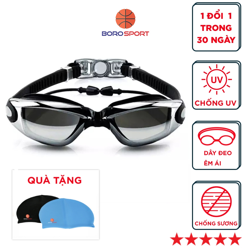 Kính Bơi Tráng Gương kèm bịt tại cao cấp Cleacco chống sương mù chống tia UV Hàng chính hãng BORO SPORT