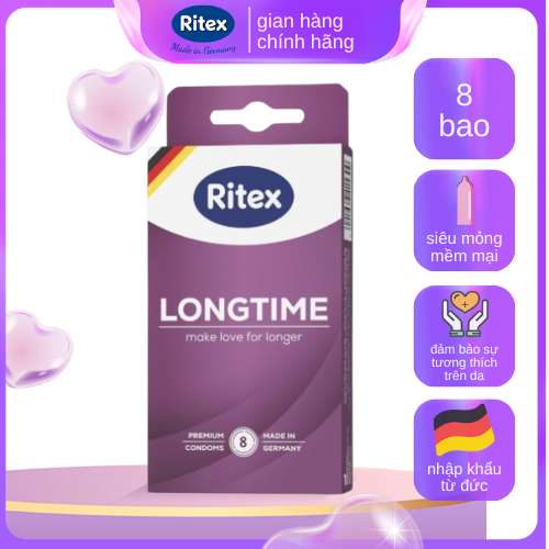 Bao cao su Ritex Longtime kéo dài thời gian hộp 8 bao - Hàng nhập khẩu chính hãng