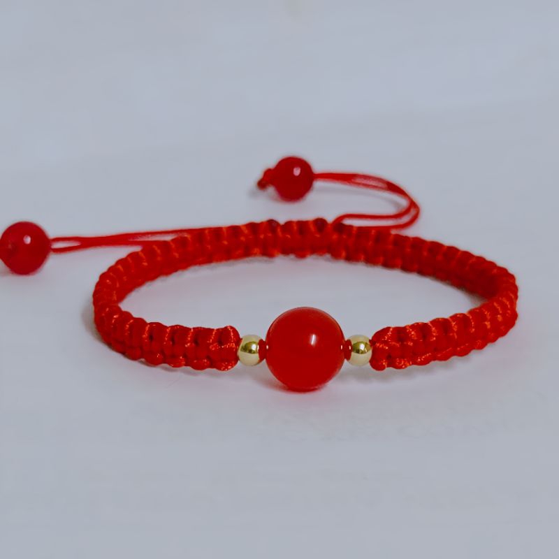 Vòng tay nam nữ đá thach anh đen và đỏ đan dây dù cao cấp có thể điều chỉnh, vòng tay đá thiên nhiên