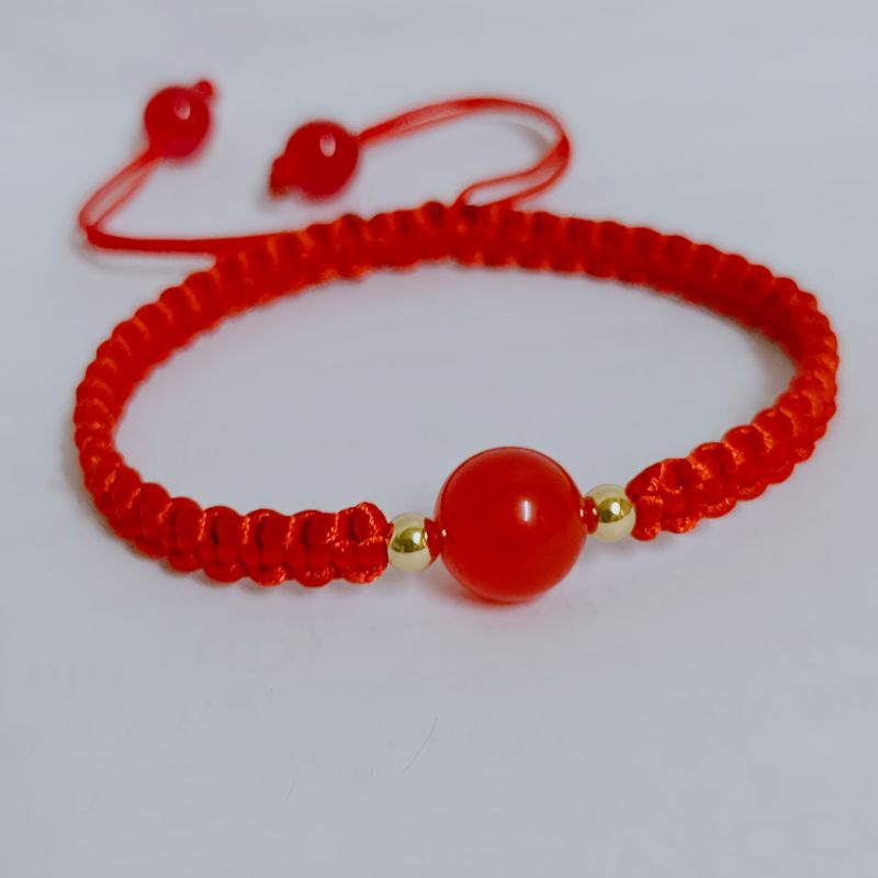 Vòng tay nam nữ đá thach anh đen và đỏ đan dây dù cao cấp có thể điều chỉnh, vòng tay đá thiên nhiên