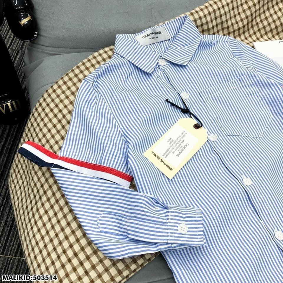 Sơ mi kẻ xanh bé trai