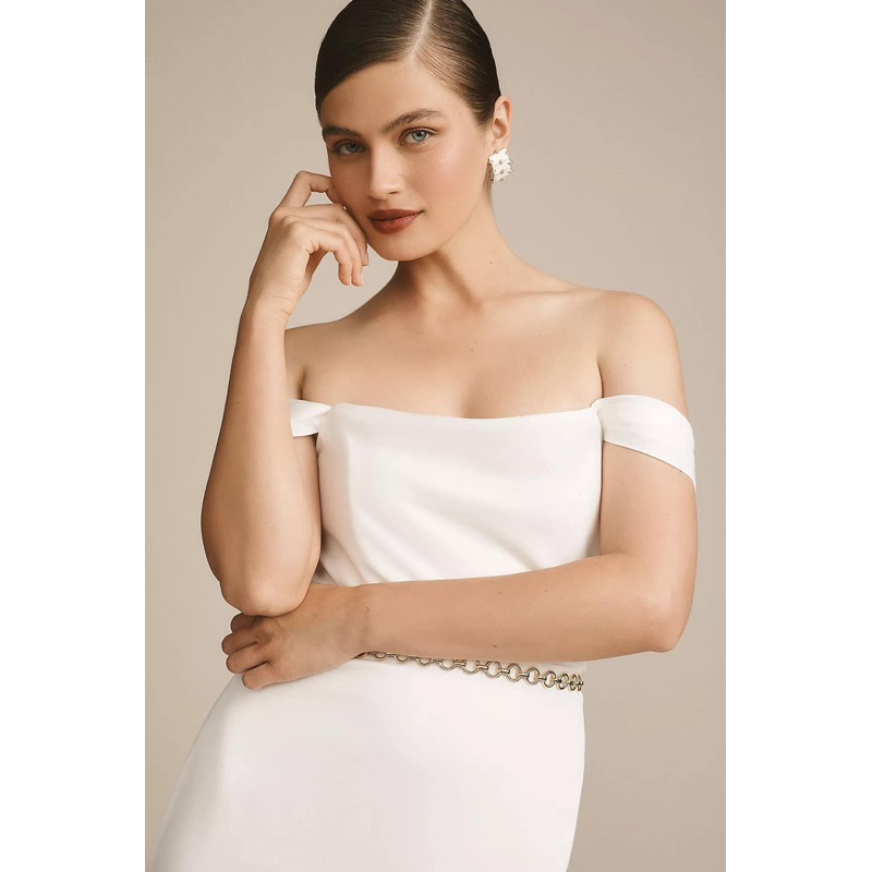 Đầm lụa BHLDN Cleo Off-The-Shoulder Satin Maxi Dress