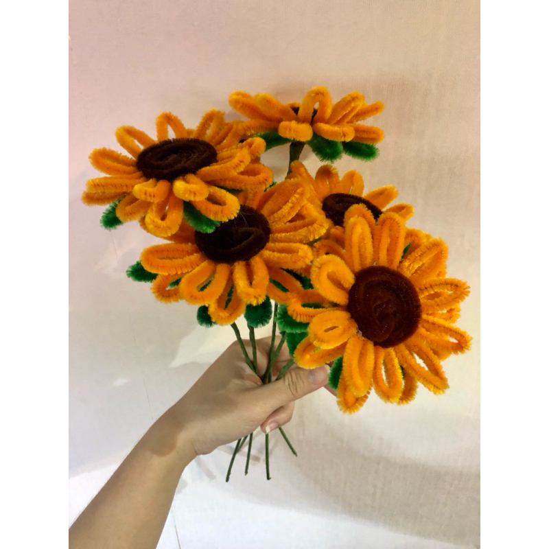 Hoa Hướng Dương thủ công, trang trí decor phòng, hoa handmade kẽm nhung