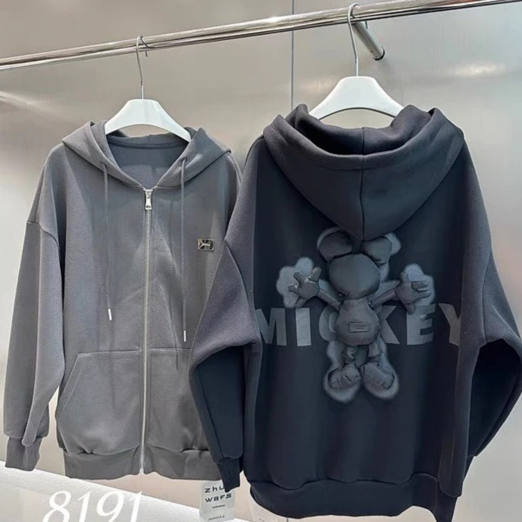 Áo hoodie, áo hoodie mickey nỉ bông 2 lớp dày dặn ấm áp cho nam nữ