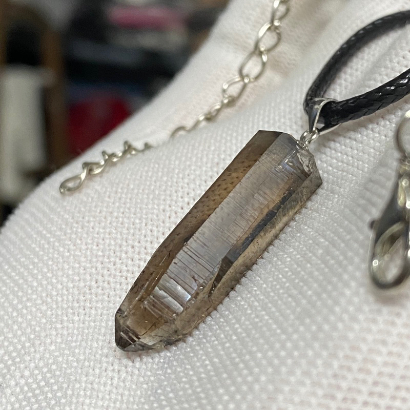 Dây chuyền Thạch anh khói Pha Lê- Smoky Crystal Quart stone pendant for Men