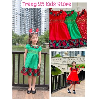 Đầm Giáng Sinh Noel Cho Bé Gái Kèm Cài Tóc Như Hình AD065