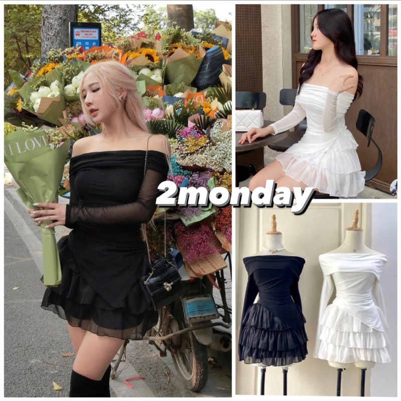 SET ÁO TRỄ VAI TAY LƯỚI CHÂN VÁY BỒNG BỀNH LẠ MẮT TIỂU THƯ TÁCH RỜI