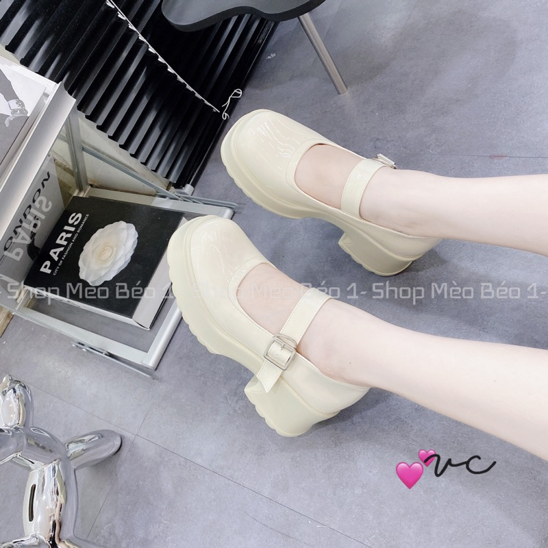 Giày búp bê quai ngang da bóng khoá cài gót vuông basic fullbox hàng quảng châu cao cấp