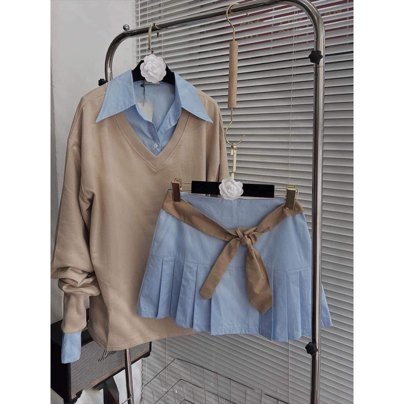 Set sơ mi mix áo len chuẩn MPB