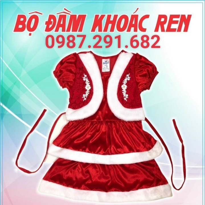 Sỉ váy noel cho bé gái vải nhung mềm mượt, đầm noel cho bé gái
