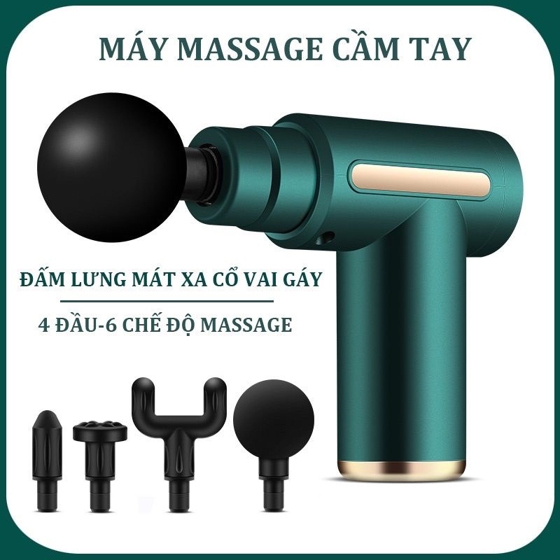 Máy massage cầm tay 4 đầu 6 chế độ - massage nhức mỏi vai gáy, đau giãn cơ - Máy đấm lưng đa năng