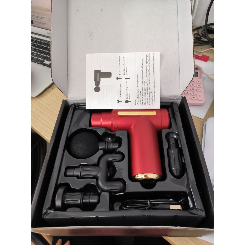 Máy massage cầm tay 4 đầu 6 chế độ - massage nhức mỏi vai gáy, đau giãn cơ - Máy đấm lưng đa năng