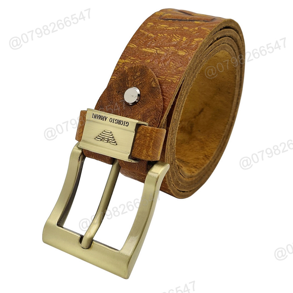 Thắt lưng da nam da thật bản thô DHM-341 | Đầu khoá kim màu đồng vuông bản to | Bảo hành 12 tháng