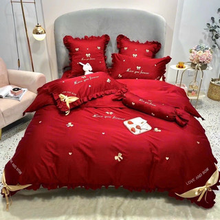 Set lụa 7 món chăn ga gối cưới đẹp cao cấp cho đêm tân hôn