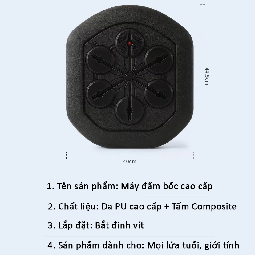 Máy Đấm Bốc Cao Cấp - Có App Kết Nối Với Điện Thoại - Hiện Thị Vị Trí Ngẫu Nhiên + Kết Nối Nhạc Bluetooth