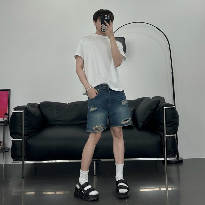 QUẦN SHORT NAM - FROM TRÊN GỐI - Chất Liệu Jeans Cao Cấp - Định Lượng Vải 340GSM - Có 2 Màu Xanh Và Đen M1120 - M1122