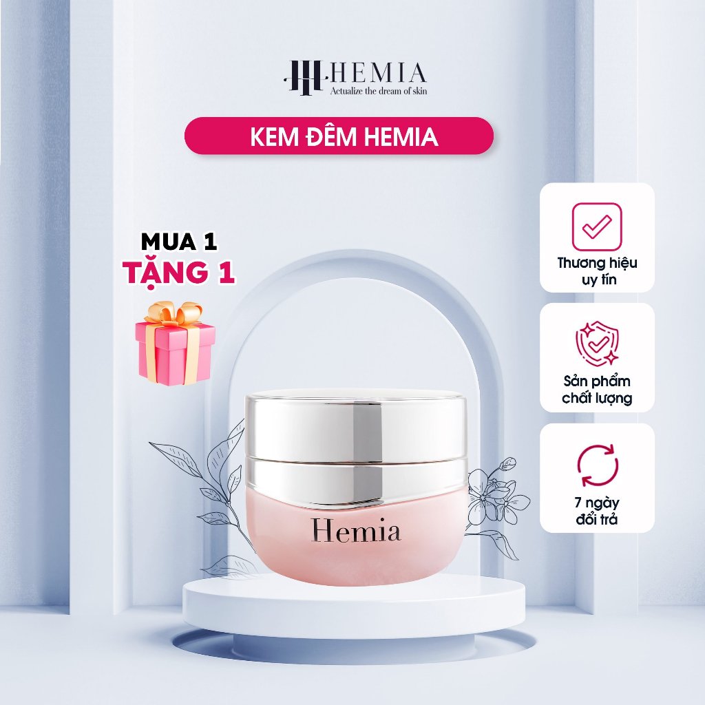 Kem face Hemia dưỡng ẩm dưỡng trắng phục hồi da mặt ban đêm nhập khẩu chính hãng Hàn Quốc hũ 35g