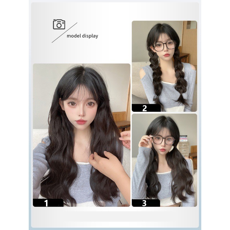 Tóc Giả Tóc Kẹp Phím Sét 3 Dải Kẹp Xoăn Sóng Nước Phong Cách Hàn Quốc siêu HOT