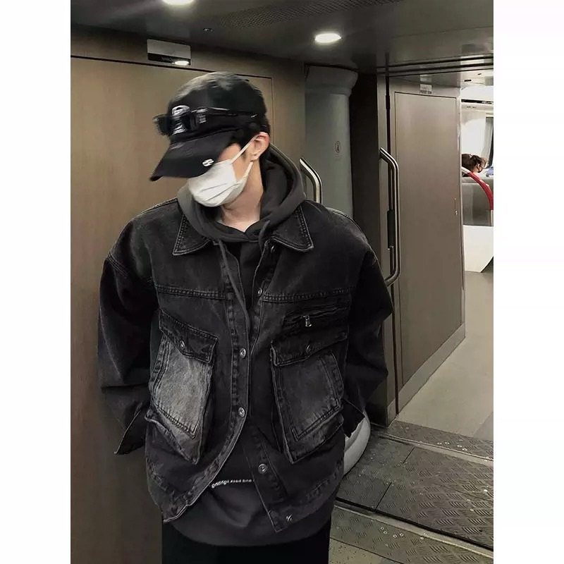 Áo khoác jean unisex,chất dày dặn wash màu xám Jizi