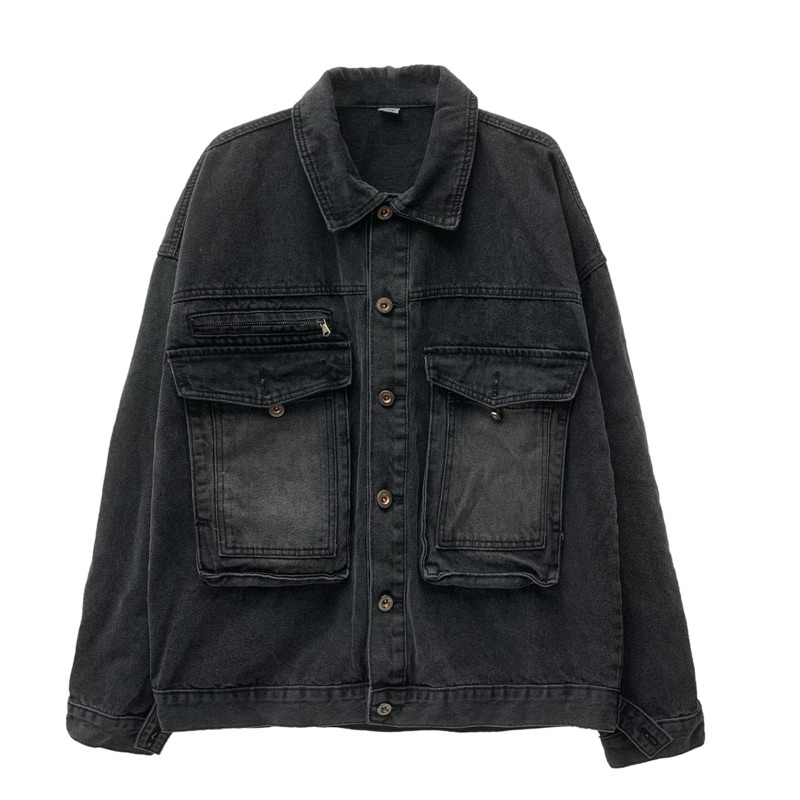 Áo khoác jean unisex,chất dày dặn wash màu xám Jizi