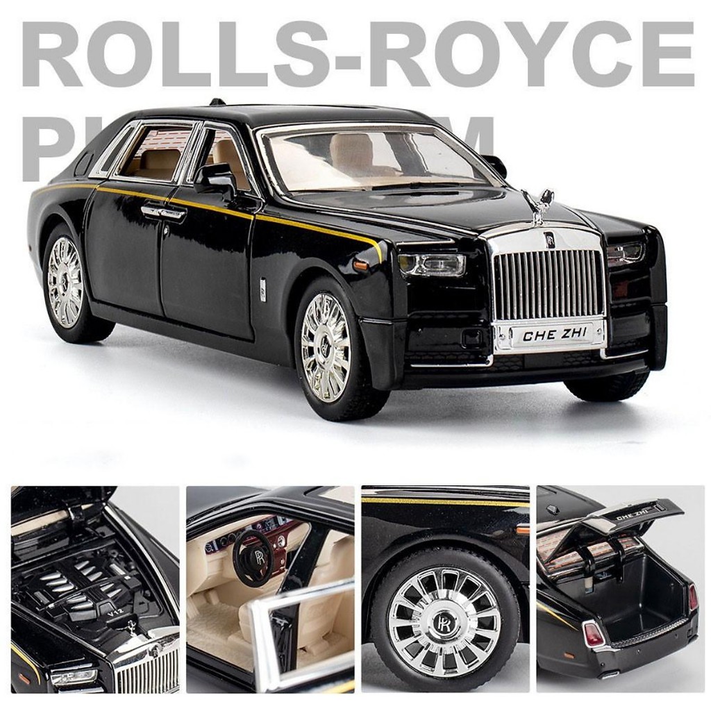 Mô hình siêu xe Rolls Royce Phantom VIII kim loại 1:24 ô tô đồ chơi trưng bày xe hơi Silyce có đèn, âm thanh, mở cửa